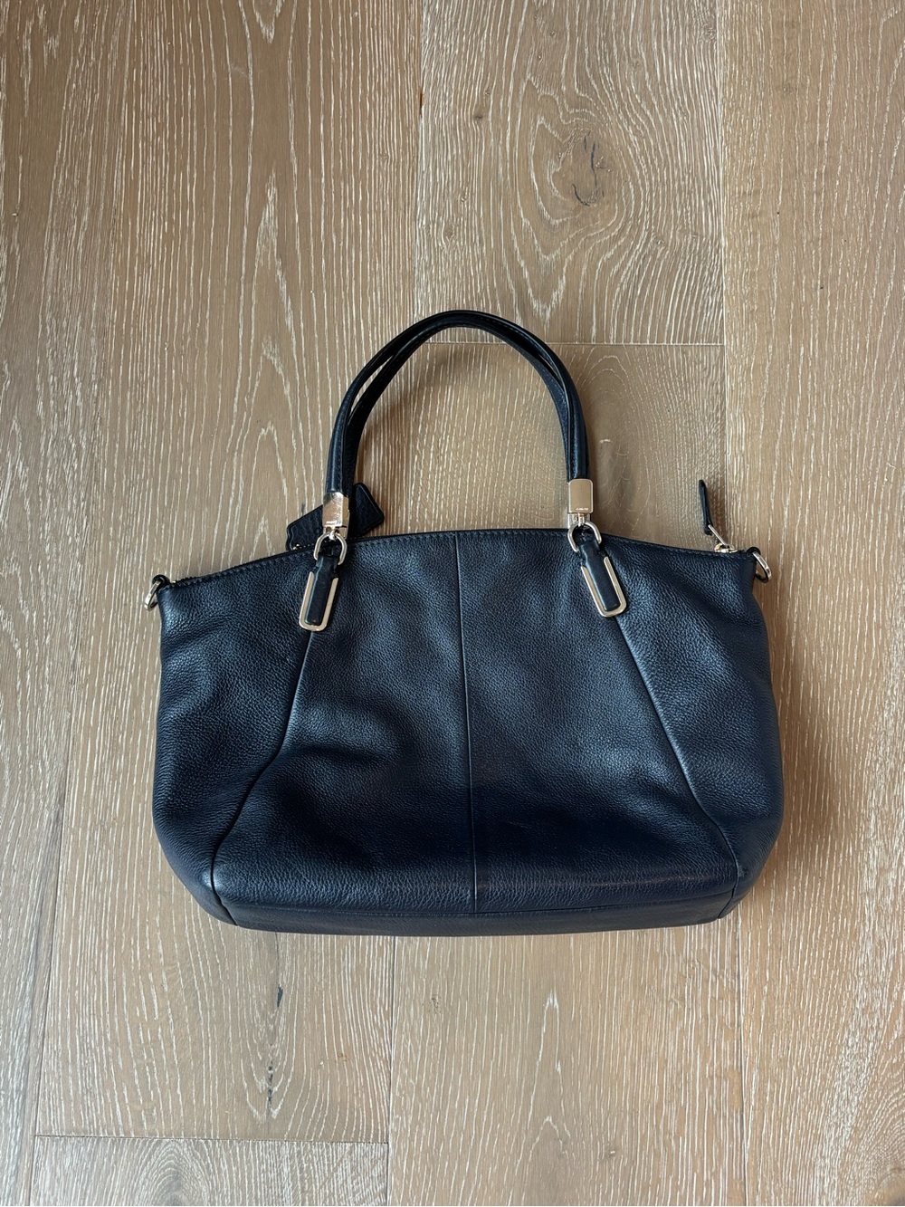 Coach Navy Kelsey Pebbled Leather Shoulder/Hand Tote with Gold Hardware - Picture 2 of 11